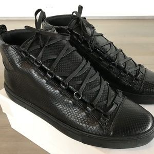 Balenciaga Arena Black Python Snake High Tops Sne